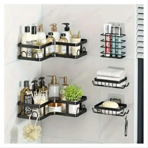 Set de 5 étagères de rangement pour salle de bain Acier inoxydable