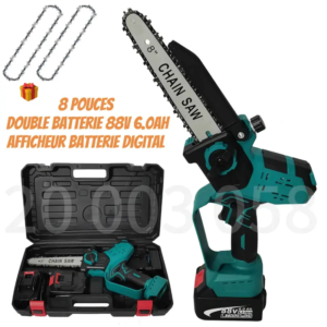 Tronçonneuse Makita 8 pouces (21 cm) – Double batterie 88V 6.0Ah (LED batterie)