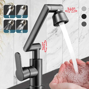 Robinet Lavabo 360° GRIS et INOX