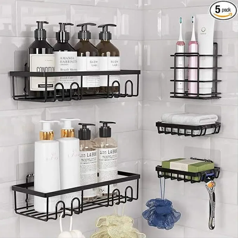 Set de 5 étagères de rangement pour salle de bain Acier inoxydable - الصورة 2