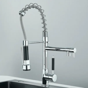 Robinets d'évier de cuisine double Sortie INOX