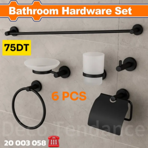 Pack Accessoires Salle de bain 6PCS Noir mat
