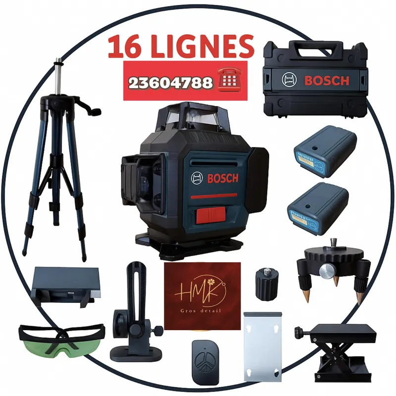 🔧 Niveau Laser 16 Lignes Vertes 4D 360° – 2 Batteries DEWALT 💚 - الصورة 2