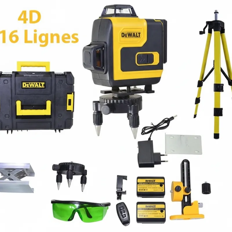 🔧 Niveau Laser 16 Lignes Vertes 4D 360° – 2 Batteries DEWALT 💚
