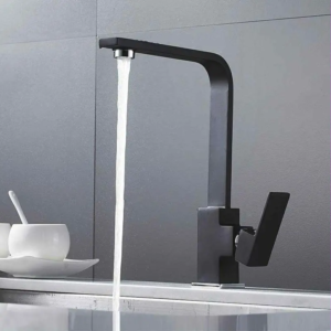 Robinet cuisine model carre Noir et Argent