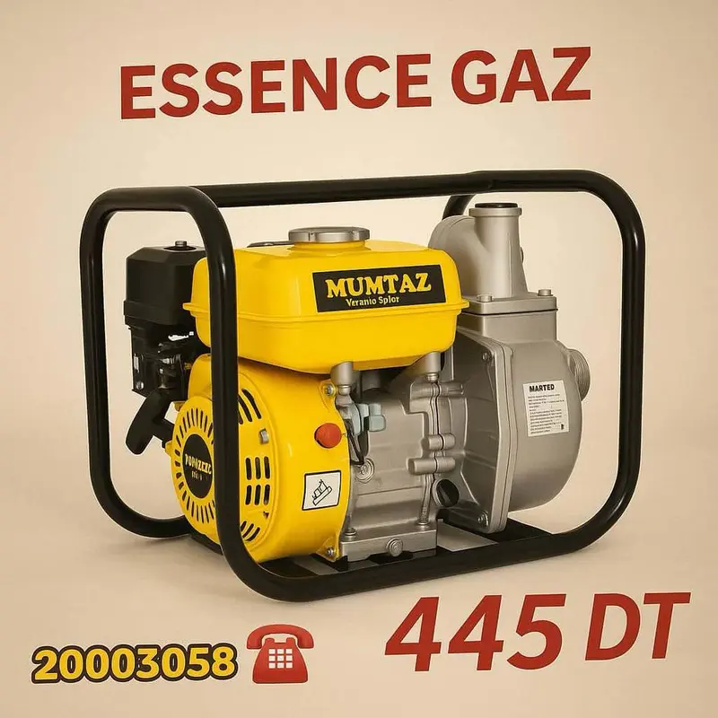 Pompe à Eau MUMTAZ 7.5HP – Essence & Gaz (2EN1)