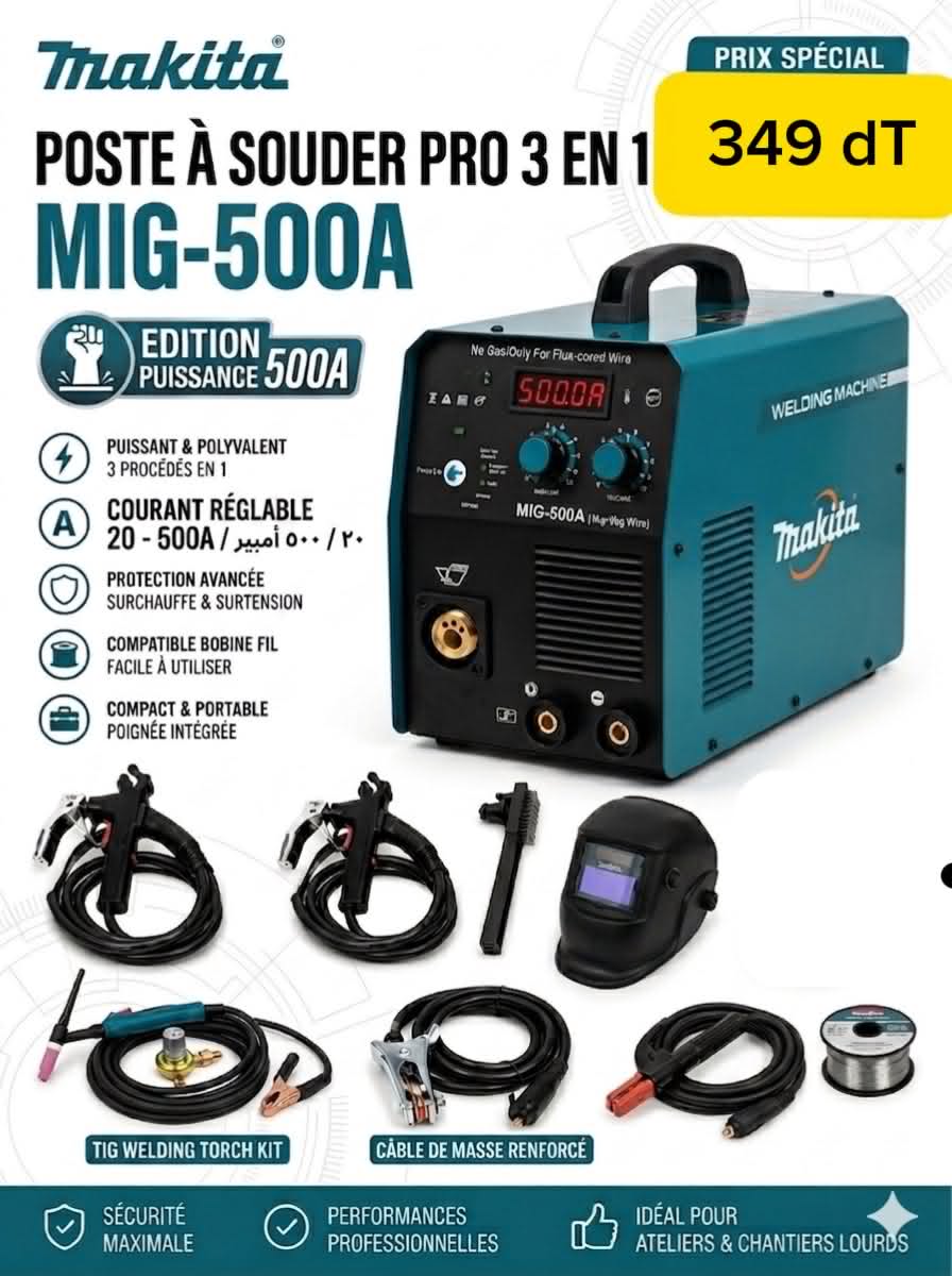 POSTE SOUDURE 500A MAKITA MIG/TIG/MMA